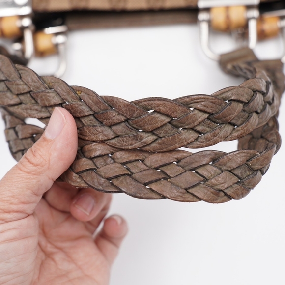 AD34❤️ Gucci GG Canvas Bamboo Libeccio Tote Bag - Picture 11 of 13